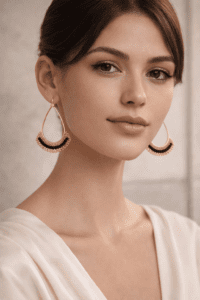 PinkWynk Gold Hoop Earrings with Black Bead