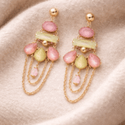 Elegant chandelier earrings on soft fabric