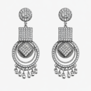 Pinkwynk Crystal Orbit Statement Silver Earrings (2)