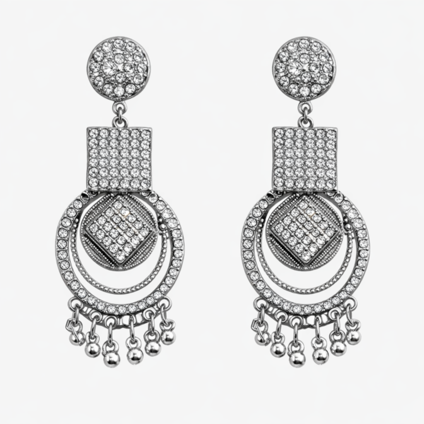 Pinkwynk Crystal Orbit Statement Silver Earrings (2)