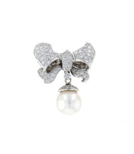 Silver Style Ribbon Bow Cultured Earrings