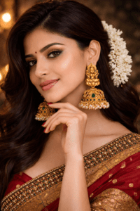 PinkWynk Temple Style Lakshmi Jhumka Earrings