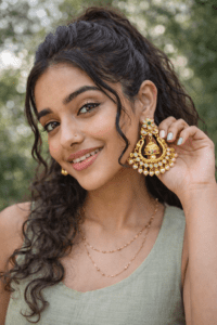 PinkWynk Gold Plated Kundan Jhumka Earrings