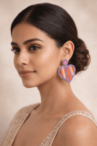 PinkWynk HeartBloom Embroidery Earrings