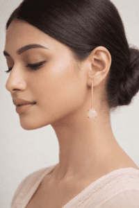 Pinkwynk Long Rose Quartz Crystal Earrings