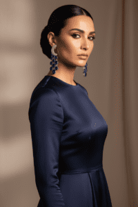 PinkWynk Blue Teardrop Crystal Silver Earrings