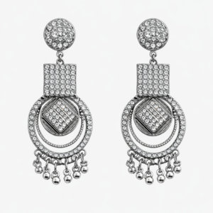 Pinkwynk Crystal Orbit Statement Silver Earrings (2)